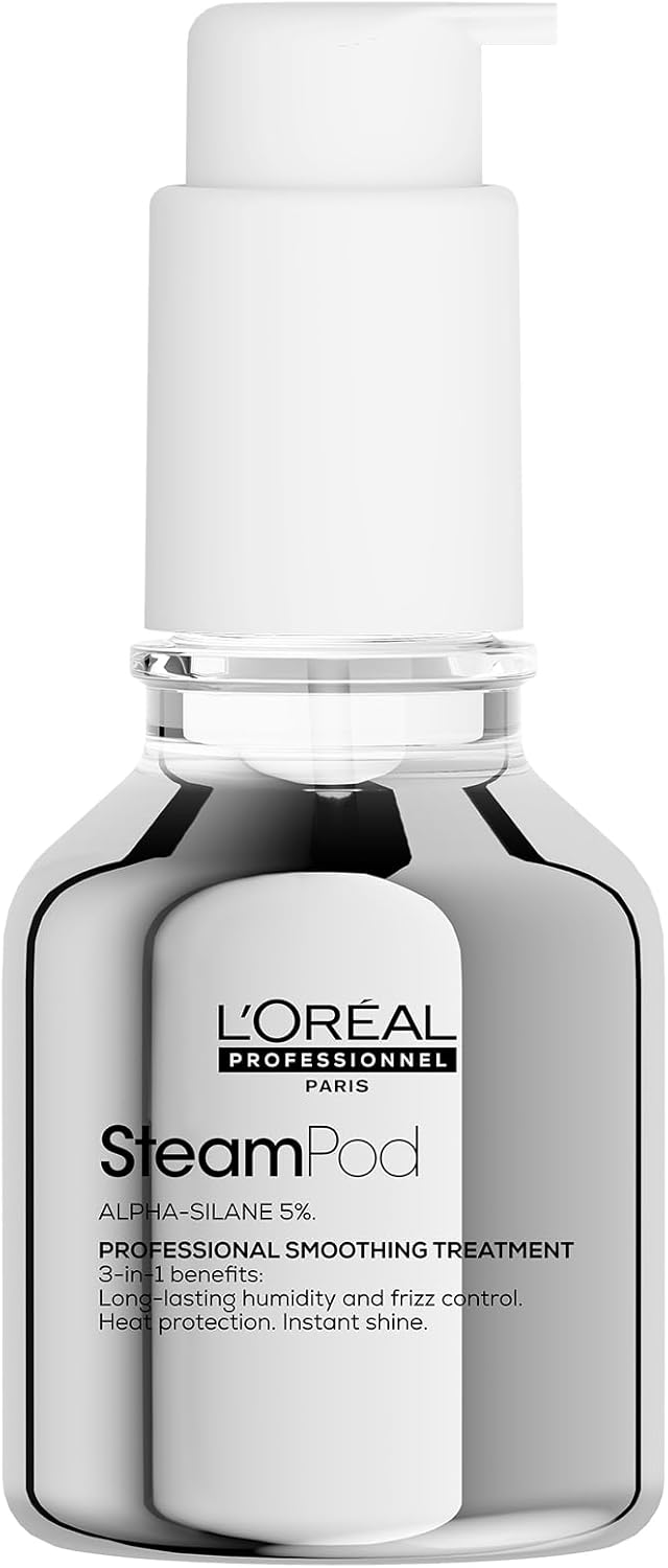 LOreal Professionnel, 3-In-1 Smoothing Treatment, Up to 72hr Frizz Control, Heat Protection, Shine, Steampod, For All Hair Types, 50ml