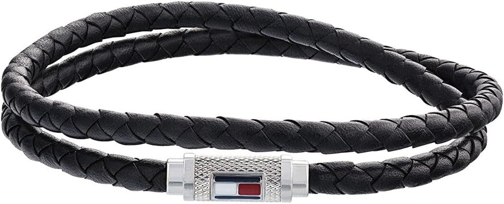 Gray Double Wrap Leather Bracelet For Men