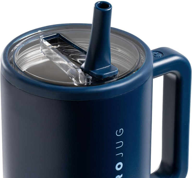 HydroJug Traveler - Modern 40 oz Tumbler with Handle & Simple Flip Straw - Car Cup Holder Friendly, Leak Resistant Water Bottle-Reusable Insulated Stainless Steel & Rubber Base - Gifts for Women & Men