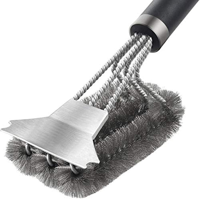 U-HOOME Grill Cleaning Brush, BBQ Grill Brush and Scraper, Stainless Steel Grill Cleaner with Durable Woven Wire Bristles, Safe Grill Cleaning Tool