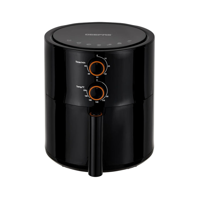 Geepas Air Fryer- GAF37513/ 4.0 L Pot, Non-Stick Coating, with Vortex Frying Technology/Multiple Function, 1-60 Min Timer, Temperature 80-200 Degree Celsius|2 Years Warranty, Black