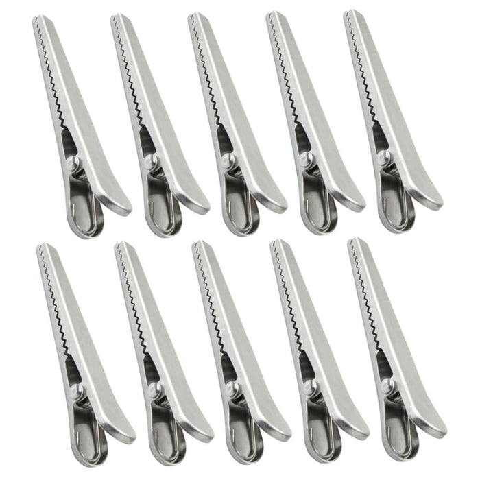 STOBOK 10pcs Stainless Steel Alligator Clip Food Storage Bag Clip Potato Chip Bag Clips Hairdresser Clips Household Food Bag Clamps Bag Sealers Clip Metal Duckbill Multipurpose