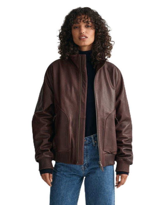 GANT Men 7006360-279 Leather Bomber Jacket