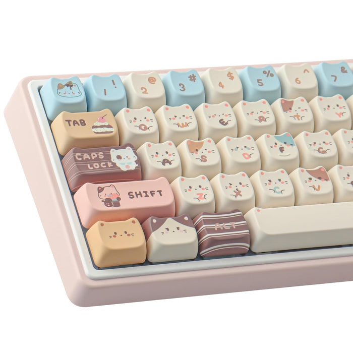 GraGra PBT Keycaps, Profile Cute Keycap Set, Cute Cat Dye-Sublimation Keycap, More Beautiful for Home Office Computers Mechanical Keyboards, Keyboard Accessories, for Women Girls