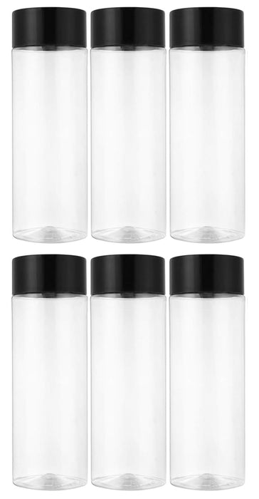 350ml Plastic Juice Bottles – 6 Pcs Clear Bottles with Caps, Reusable Empty Milk and Water Bottle for Kids, Zamzam Water, Gym, Smoothies, Fresh Juices, Protein Shakes, and Travel Use – Leak-Proof