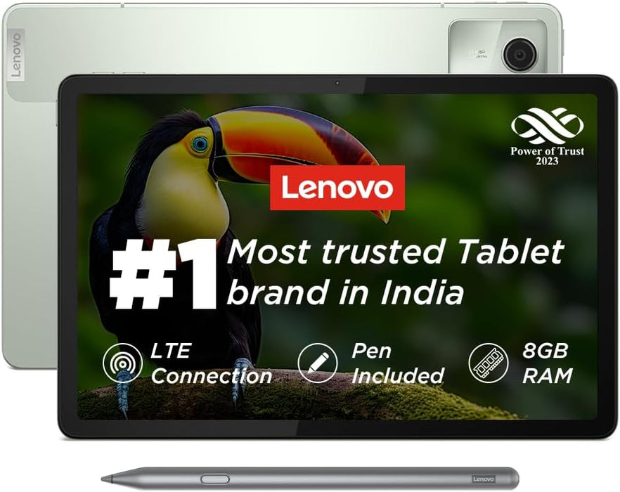 Lenovo Tab M11 with Pen| Wi-Fi Connectivity| 8 GB RAM, 128 GB ROM|11 Inch Screen| 90 Hz, 72% NTSC, FHD Display| Quad Speakers with Dolby Atmos|Octa-Core Processor |13 MP Rear Camera, Green