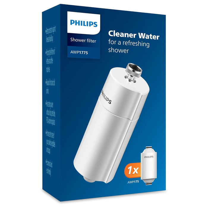 Philips Water AWP1775 - In-Line Shower Filter - Reduces Chlorine by up to 99 Percent I Easy to Instal I Fits all UK and Eire Shower hoses and taps I White
