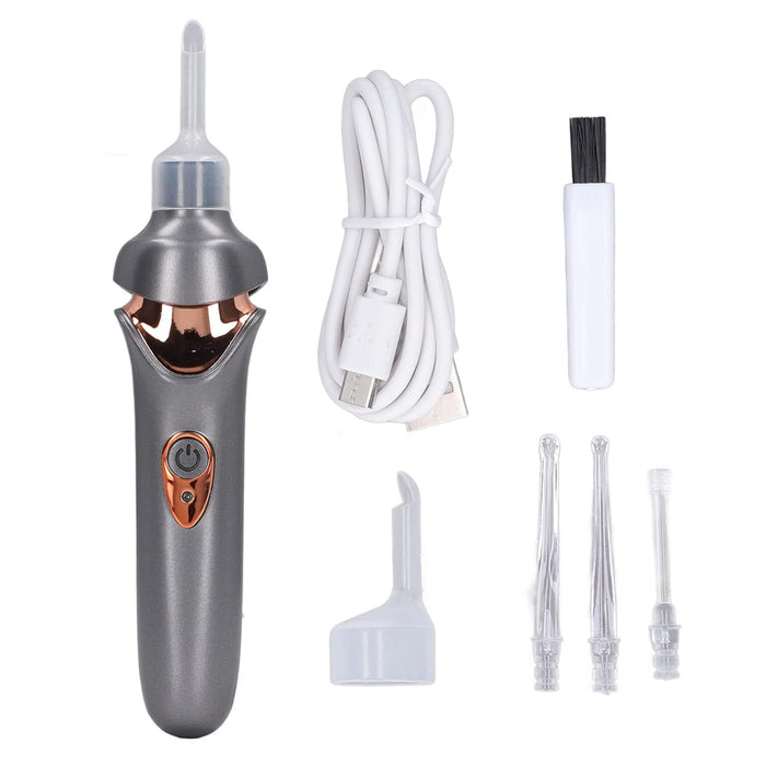 Zudoo Electric Ear Suction Device, Portable Automatic Electric Vacuum Ear Pick Ear Cleaner Earwax Remover with LED Light for Earwax Removal, Soft Prevent Ear-Pick Clean Tools Set (Black)