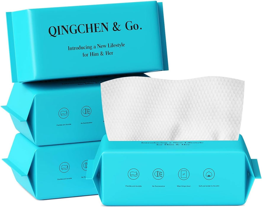 NALACAL Face Towels, Disposable Face Cleaning Towel for Sensitive Skin Lint-Free Daily Clean Towels for Face, Biodegradable Face Towels for Skin Care, Make-up Wipes and Facial Cleansing (4 Packs)