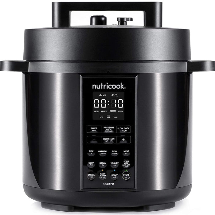 Nutricook Smart Pot 2, 8 Liters, 9 In 1 Electric Pressure Cooker, Slow Cooker, Rice Cooker, Steamer, Sauté Pot, Yogurt Maker & More, 12 Smart Programs With New Smart Lid, 2 Years limited Warranty