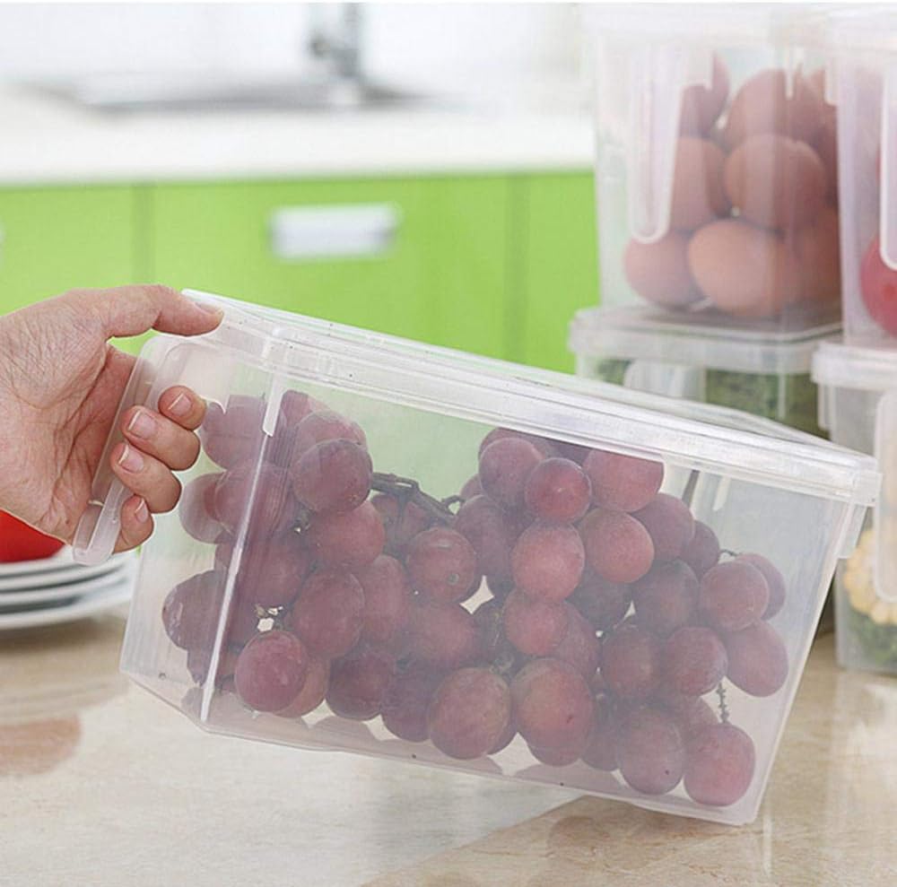 In-House Food Storage Boxes With Lids Freezer Safe Volwco 3 Pcs 4.7L Large Plastic Kitchen Refrigerator Stackable Food Fruit Storage Containers With Handle(Assorted Colours), Na-37746