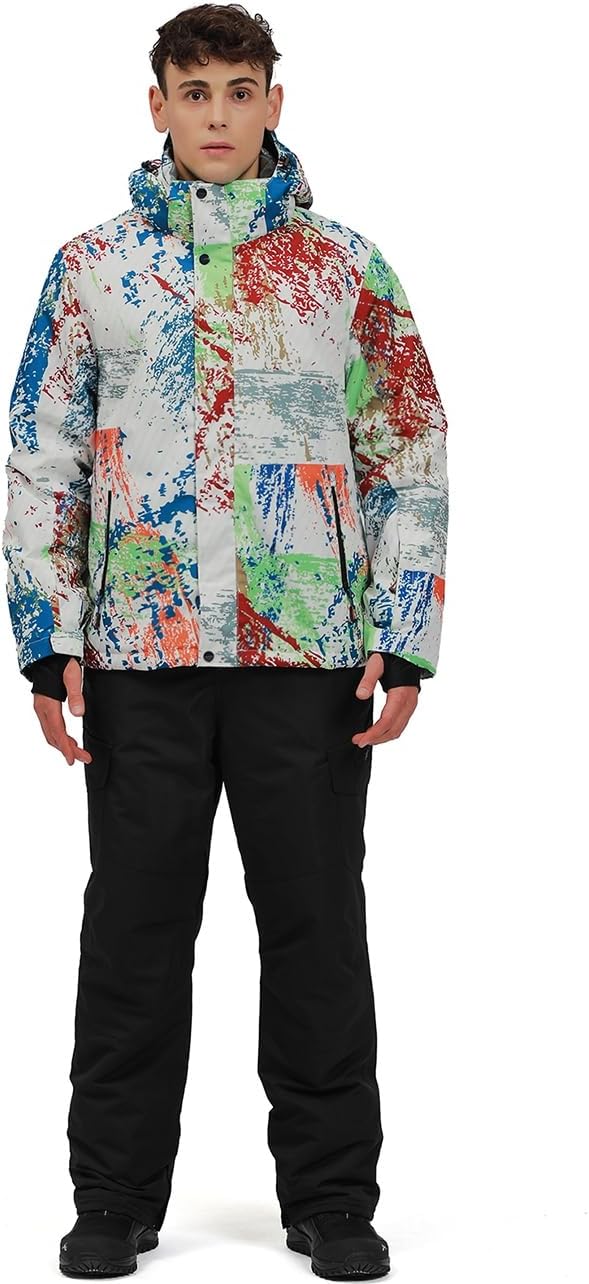 HOTIAN Men's Ski Jacket and Pants Set Snowboard Suit Waterproof SOutdoor Winter Snow Jackets Windproof Mountain Snowsuit