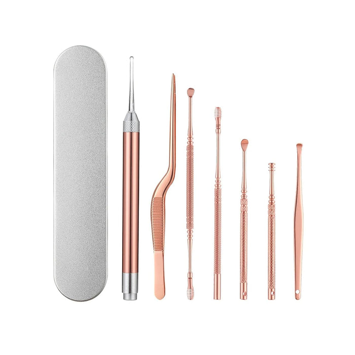YIOUYI Ear Wax Removal, Ear Wax LED Light Pickers Earpick Remover Curette Earwax Cleaner Spoon Ear Care Booger Cleaning Tweezers Forceps Tool