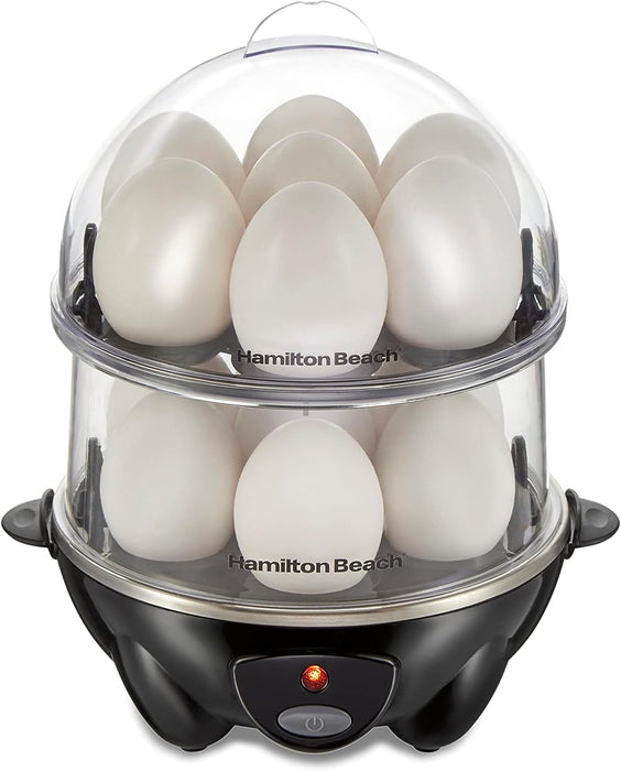 Hamilton Beach 3-in-1 Electric Hard Boiled Egg Cooker, Poacher & Omelet Maker, Holds 14, Black (25508)