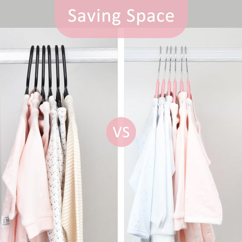ManGotree Baby Velvet Hangers,Infant and Toddler Hangers,No-Slip Children Hangers, Ultra-Slim Space Saving Kids Hangers, Sturdy&Durable Clothes Hangers 15 Pack (Pink)