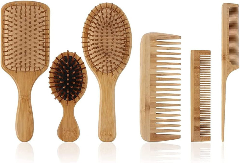 Homarket Paddle Hair Brush, Detangling Brush and Hair Comb Set for Men and Women, Great On Wet or Dry Hair (Black-4pcs)