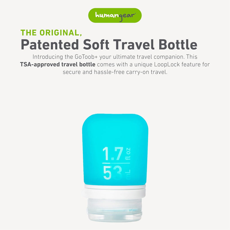 humangear GoToob, Small Parent, Humangear Gotoob+ Silicone Travel Bottle With Locking Cap, Small (1.7oz)