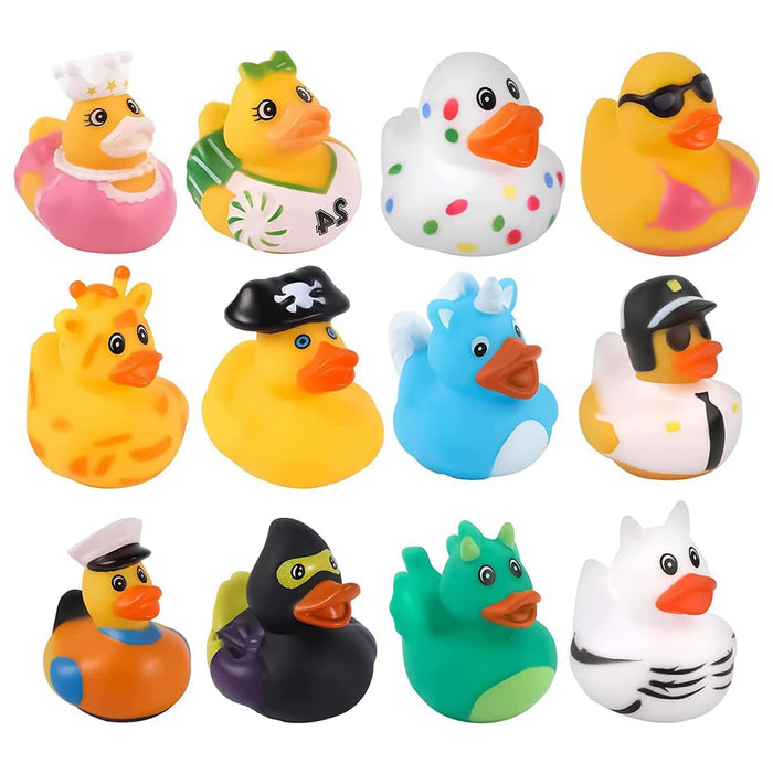 WEZCHUGHAOL 12 Pcs Rubber Ducks, Rubber Bath Duck Toys, Rubber Duck, Cute Bath Ducky Toys for Kids Baby Showers Birthday Parties, Classroom Incentives, Beach and Pool