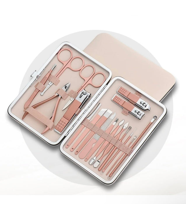 NALACAL Manicure Set Nail Clippers Pedicure Kit -18 Pieces Stainless Steel Manicure Kit, Professional Grooming Kits, Nail Care Tools with Luxurious Travel Case pink
