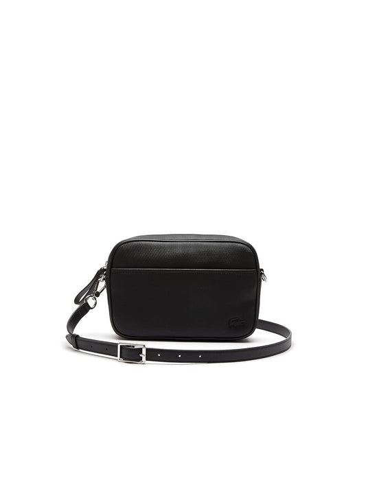Lacoste Unisex Flat Pocket Zip Crossover Bag, Black