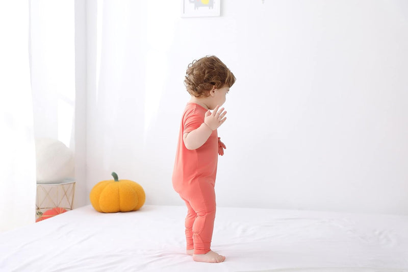 GUISBY Bamboo Baby Pajamas, Summer Short Sleeve Footless Rompers, 2 Way Zipper Sleeper