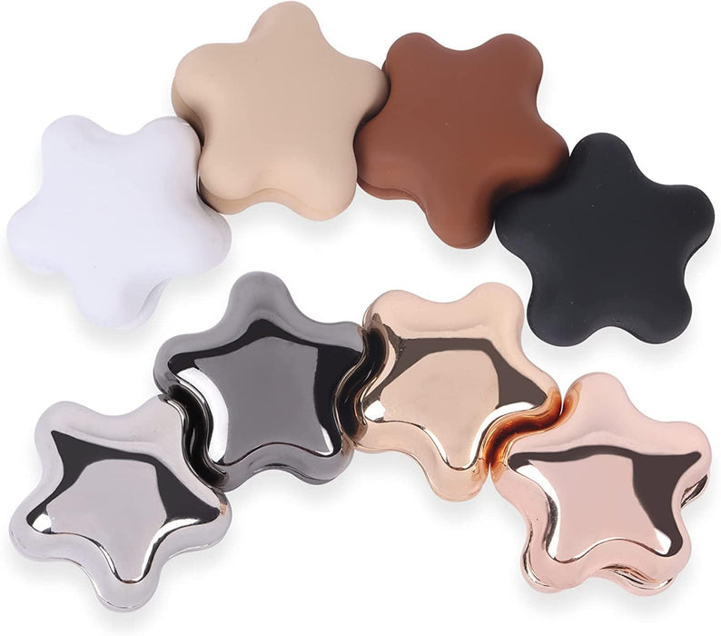 SYOSI Hijab Magnetics Pins, 8Pairs Matte and Metallic Colours Magnetic Scarf Pins for Women Clothing Scarf Multi-Use, Fixing Women Clothing Shawl Muslim Scarf, Strong Magnetic Scarf Pins (Star Shape)