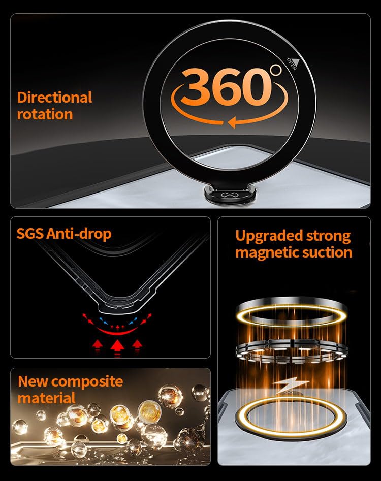 For Honor Magic 7 Pro Case, 360? Rotatable Magnetic Ring Stand Back Cover, TPU+PC Shockproof Protection Mobile Phone Case, Anti-Yellowing Slim Fit Protective Casing