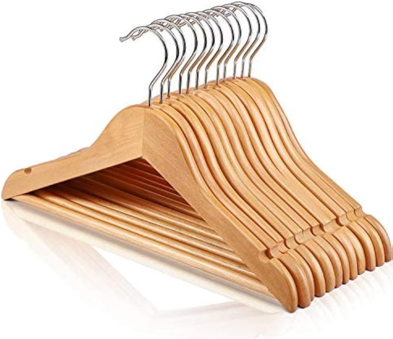 HOUSE DAY Premium Kids Wooden Hangers for Baby Clothes - 10 Pack, 360 Swivel Hook, Durable Toddler Hangers, Natural