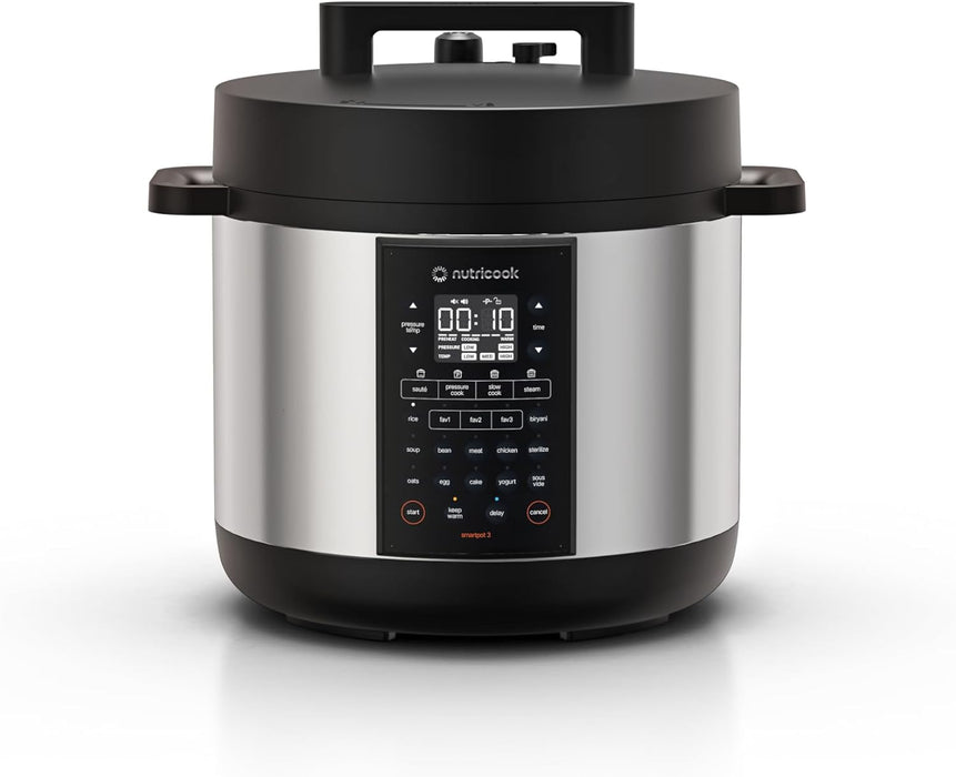 Nutricook Smart Pot 2 Rice Cooker, Steamer, Sauté Pot, Yogurt Maker & More,9 In 1 Electric Pressure Cooker, Slow Cooker,6 Liters, 12 Smart Programs With New Smart Lid