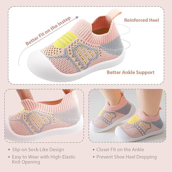 ZONEY Baby Shoes Toddler First Walking Shoes Infant Sneakers Breathable Knitted Mesh Boy & Girls Shoes