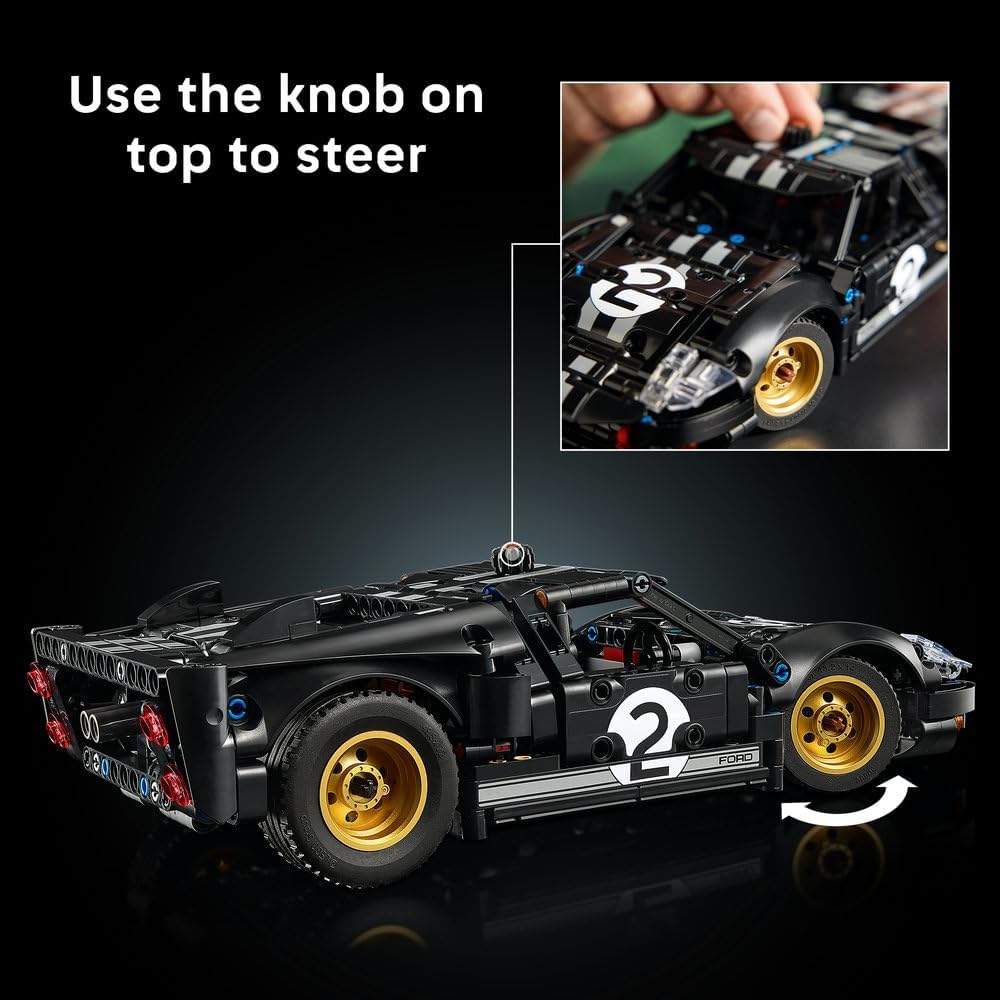 Technic 1966 Ford GT40 MKII Race Car - Collectible Model Kit for Adults - Engineering Set w/a V8 Engine, Cool Details & Livery - Gift for Motorsport Fans - 42223