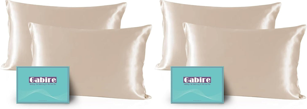 Gabire Mulberry Silk Pillow Cases Set of 2, Both Sides Real Silk Pillowcase for Hair and Skin Prevent Acne Pillowcase Organic Silk Pillowcase 2 Pack with Hidden Zipper, White, Standard (20"26")