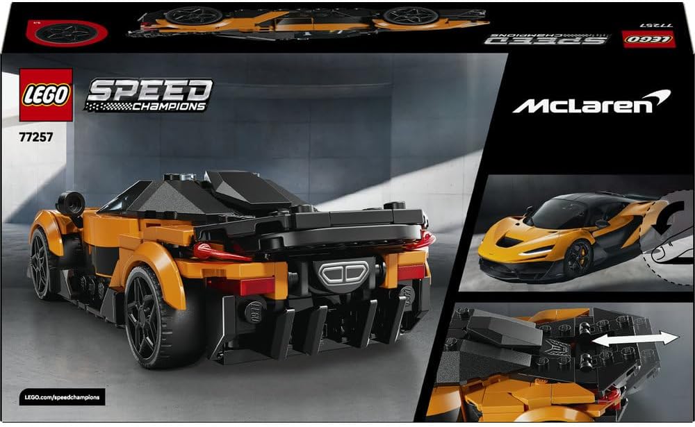 Speed Champions McLaren W1 Supercar Toy - Car Model Kit w/a Collectible Driver Minifigure - Birthday Gift Idea for 9+ Year Old Boys & Motorsport Fans - 77257