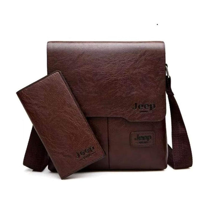 NALACAL JEEP Bag with Wallet for iPad and Personal Supplies - Dark Brown