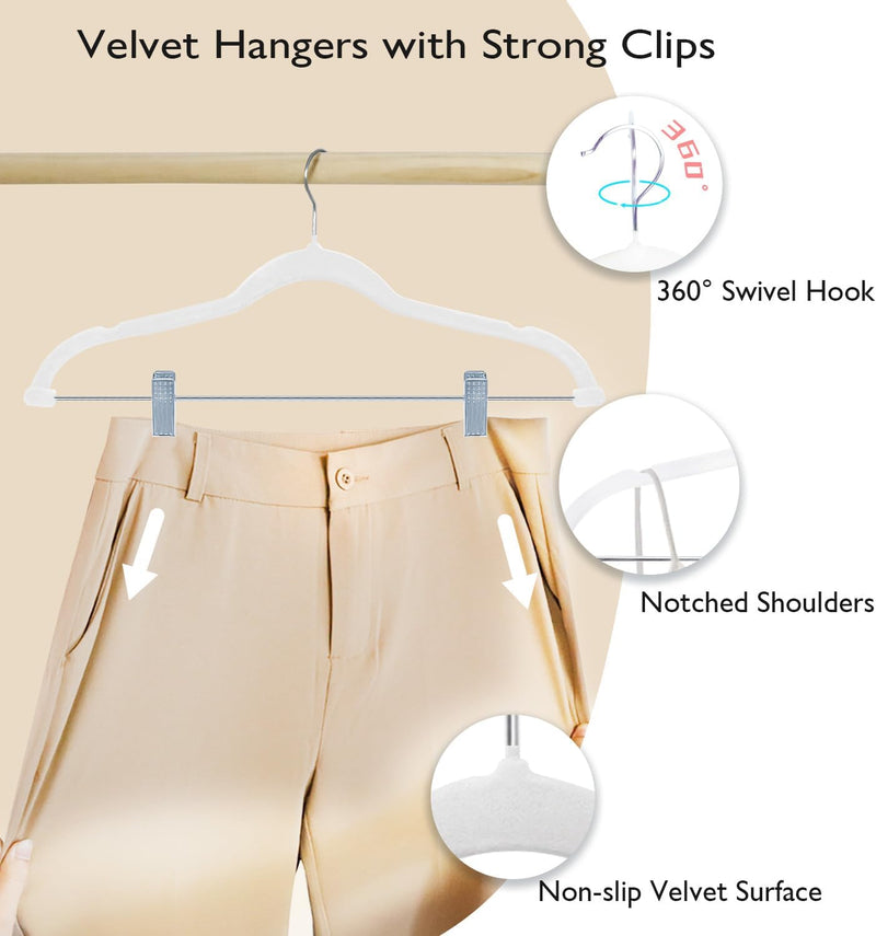 ManGotree 30 cm Baby Velvet Hangers with Movable Clips, Non-Slip Kids Felt Hangers, Ultra-Thin Space-Saving Children's Clothes Hangers for Skirts, Pants, Dresses, Shirts, Jackets (16 Pack, Pink)