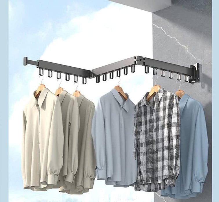 SKYISOK Foldable Clothes Hanger Wall Mount Retractable Cloth Drying Rack Indoor Outdoor Aluminum Home Laundry Clothesline Space Saving