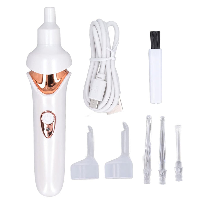 Zudoo Electric Ear Suction Device, Portable Automatic Electric Vacuum Ear Pick Ear Cleaner Earwax Remover with LED Light for Earwax Removal, Soft Prevent Ear-Pick Clean Tools Set (White)