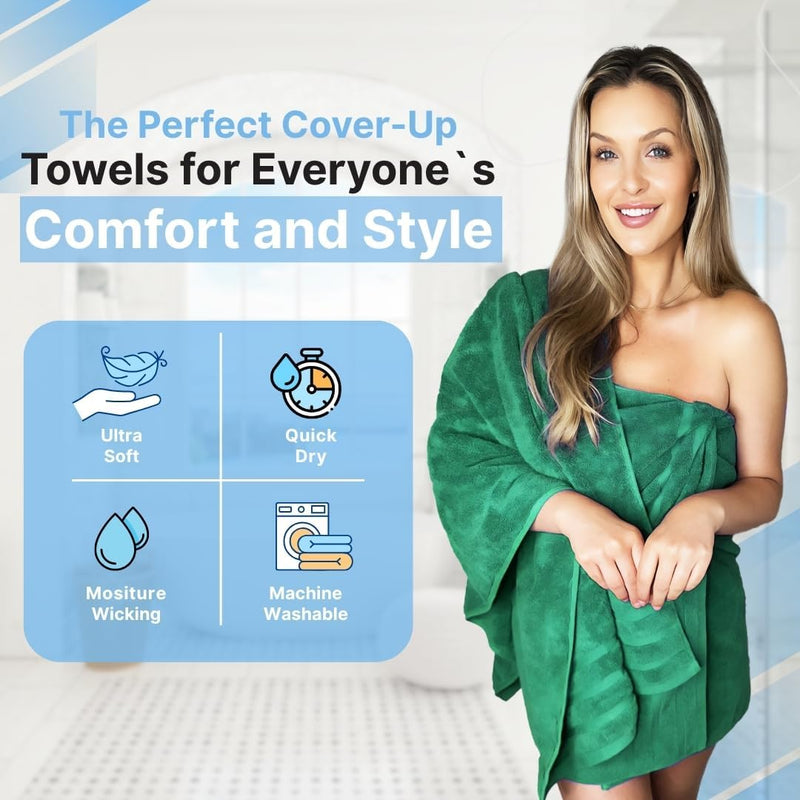 Infinitee Xclusives Premium Cotton Bath Towels Set of 2 (70 x 140 cm) Soft, Highly Absorbent, Quick Dry Towels - Perfect Towels for Bathroom, Gym, Spa & Hotel (Brilliant White)