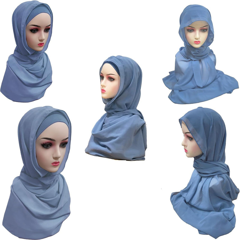 HURESON Instant Chiffon Hijab Set 3-in-1 Hijabs Scarf with Built-in Magnets and Undercap Head Wraps with Model Cap