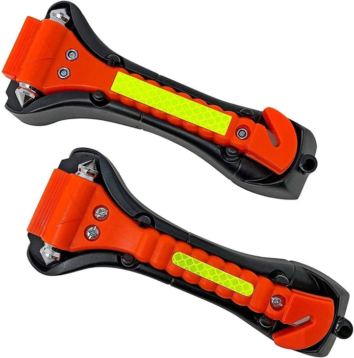 2 Pack Car Glass Safety Hammer, Window Breaker and Seat Belt Cutter, Carbon Steel, Anti-Slip Handle with Reflective Tape for Home, Women, Children Safety Emergency Car Escape Tools