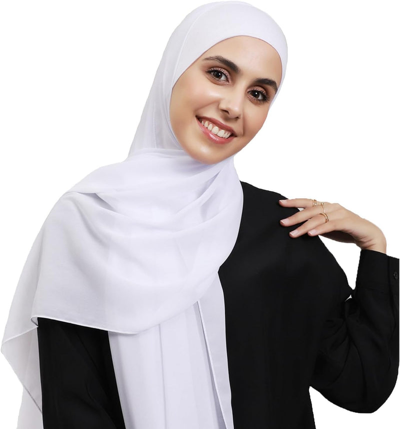 HURESON Instant Chiffon Hijab Set 3-in-1 Hijabs Scarf with Built-in Magnets and Undercap Head Wraps with Model Cap