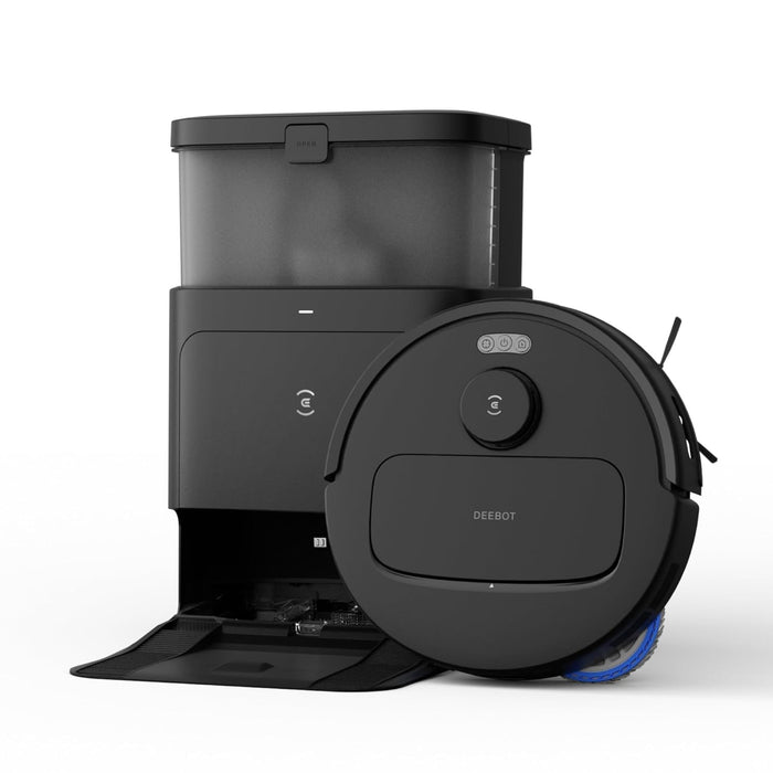 ECOVACS N30 Pro Omni Robot Vacuum Cleaner with Station, Robot Vacuum Cleaner 10000Pa, Hot Water Cleaning and Drying, ZeroTangle 2.0 Brush, 9 mm Skid Lifting, Automatic Emptying, Black