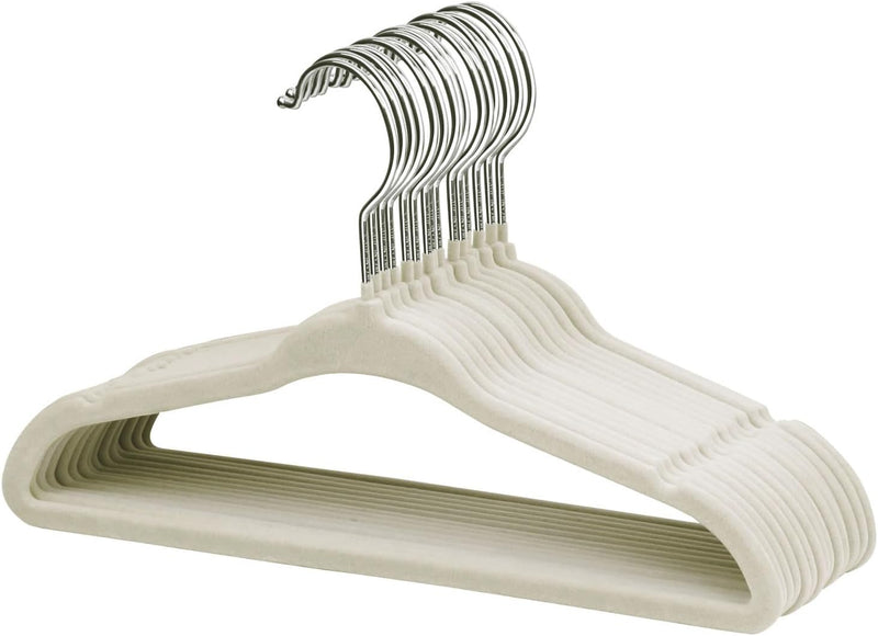 ManGotree Baby Velvet Hangers, Infant and Toddler Hangers, Non-Slip Children Hangers, Ultra-Slim Space Saving Kids Hangers, Sturdy Clothes Hangers 15 Pack (White)