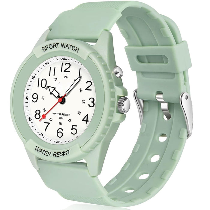 Kids Analog Watch for Boys Girls, Waterproof Time Teaching Watch with Night Light, Easy to Read and Learning Time for Children 6-18