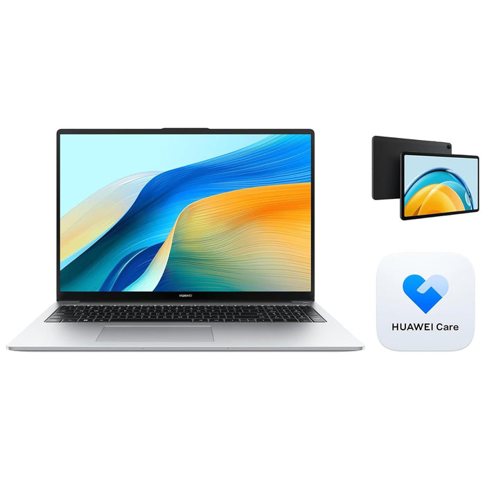 HUAWEI Matebook D16 + Gift, 16" Eye Comfort FullView Display, Ultra Slim, intel Core i5-12450H, Numeric Keypad, 70Wh Large Battery, 8GB+512GB, Win 11 Home, 53013WXG, Mystic Sliver