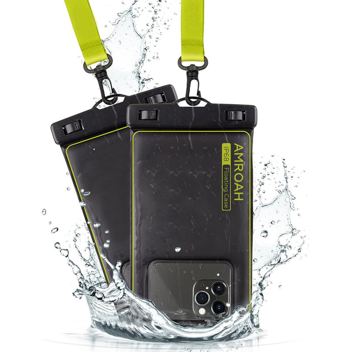 AMROAH 2 Pack IP68 Universal Waterproof Phone Pouch Bag for Cellphone, Dry Smartphone Beach Swimming Waterproof Phone Case for iPhone 16 15 14 13 12 11 Pro Max Plus Galaxy S24 S23 S22 Ultra Pixel