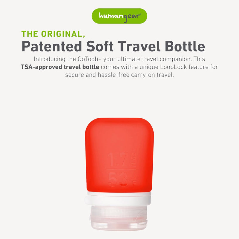 humangear GoToob, Small Parent, Humangear Gotoob+ Silicone Travel Bottle With Locking Cap, Small (1.7oz)