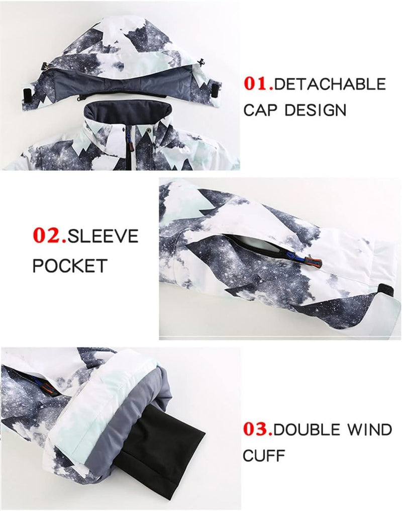 HOTIAN Men's Ski Jacket and Pants Set Snowboard Suit Waterproof SOutdoor Winter Snow Jackets Windproof Mountain Snowsuit