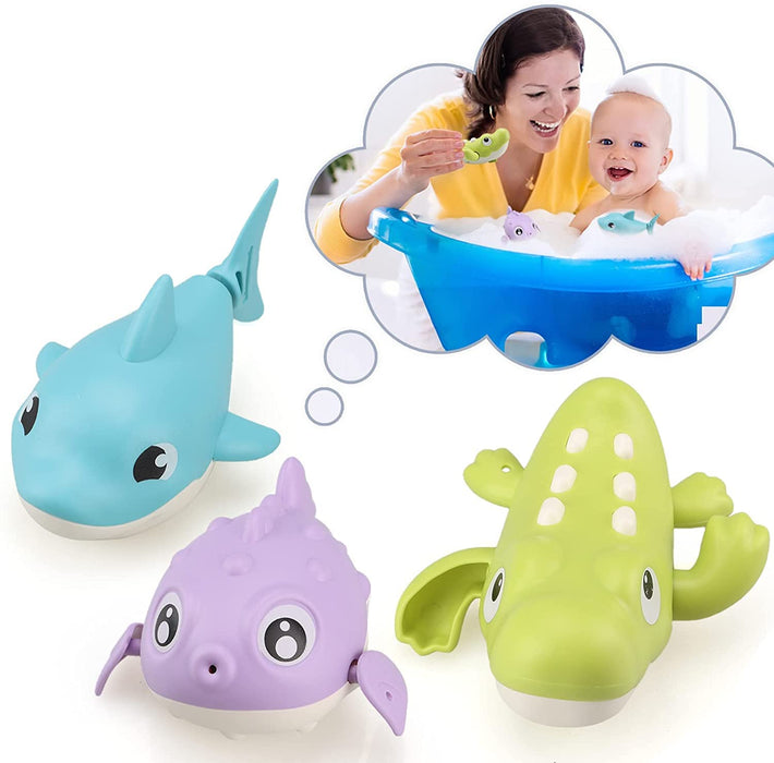 SYOSI Bath Toys Cute Animal Baby Bathtub Wind Up Toys, 3 Pack Swimming Pool Bath Toys for Toddlers 1-3, Water Play Set Shower Beach Gift for Age 1 2 3 4 5 6Year Old Kids Infant Boys Girls