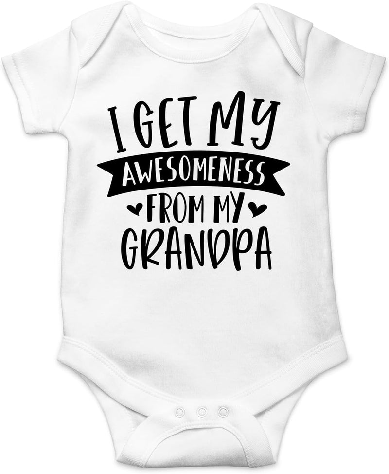 I Get My Awesomeness From My Grandpa - Grandpas Sidekick Funny Romper, One-Piece Baby Bodysuit